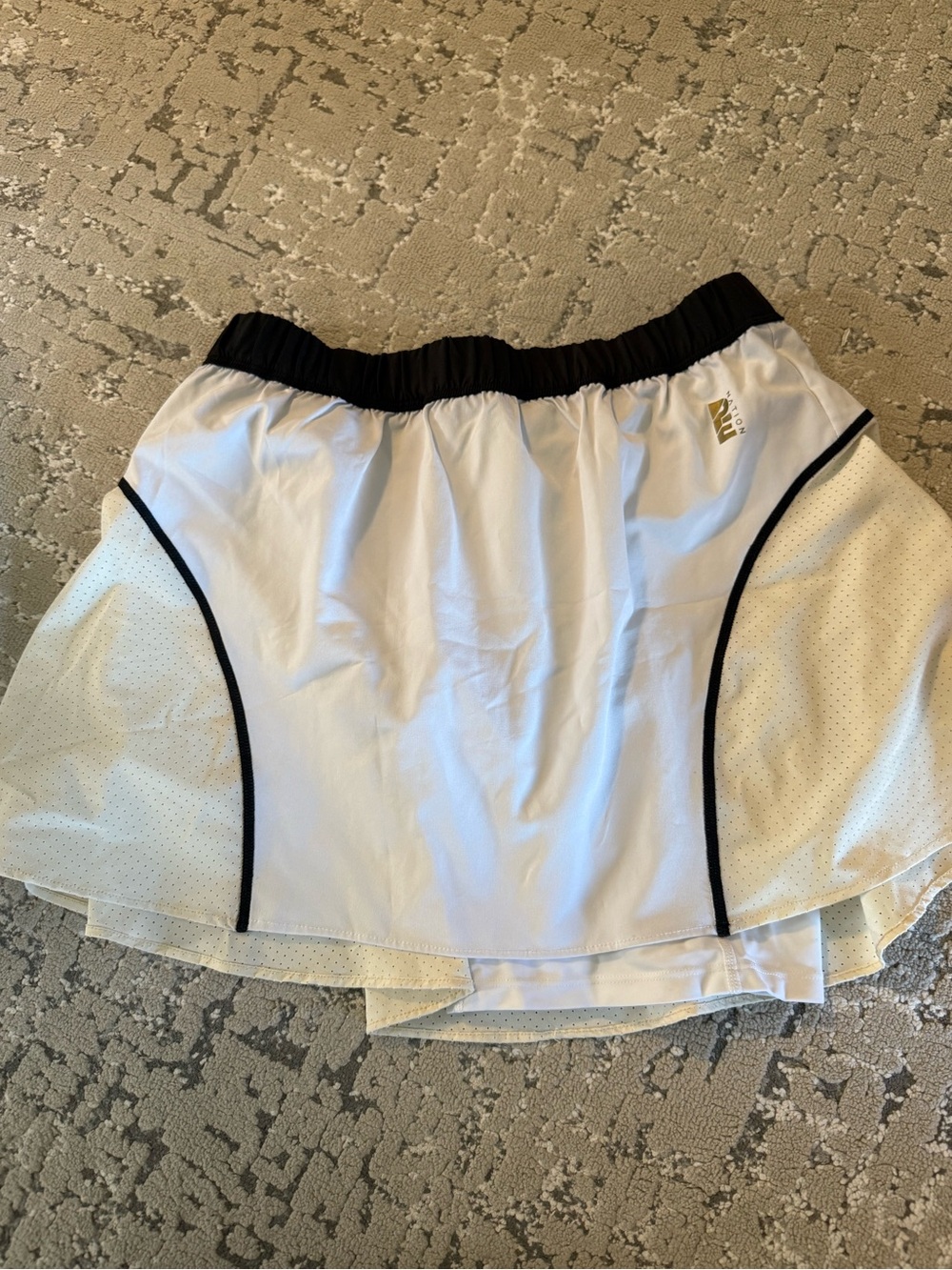 P.E Nation White Tennis Skirt with Black Waistband
